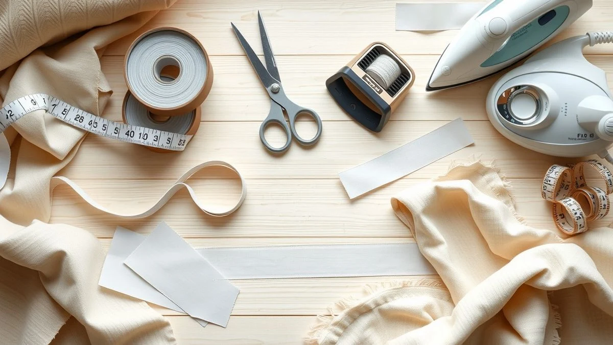 Imagen ilustrativa: materiales y herramientas para hacer cortinas sin coser