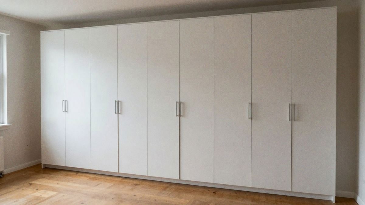 Illustrative image: bedroom with white floor-to-ceiling fitted wardrobe