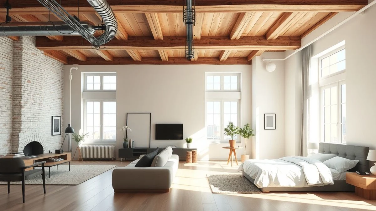 Illustrative image: bright open loft with differentiated areas without walls.