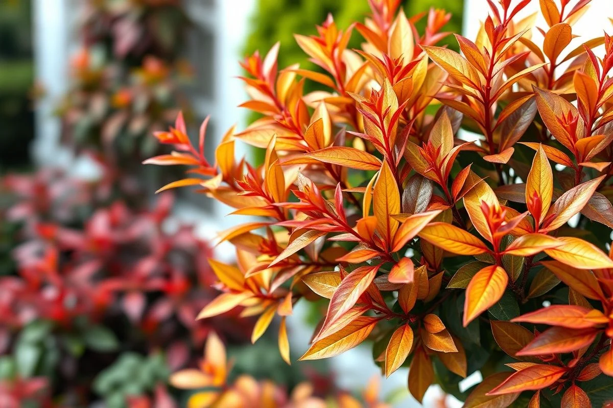 Nandina doméstica con su colorido otoñal e invernal