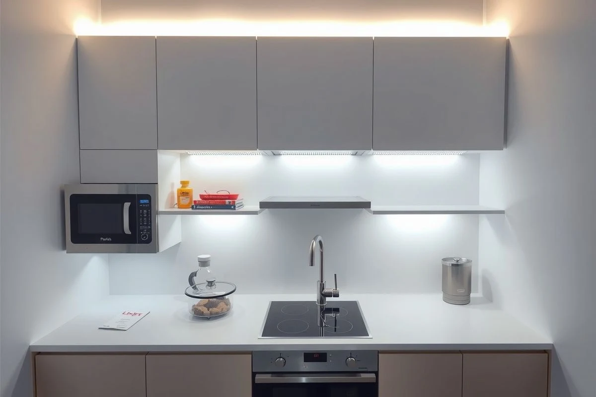 Imagen ilustrativa: iluminación LED bajo armarios superiores de cocina