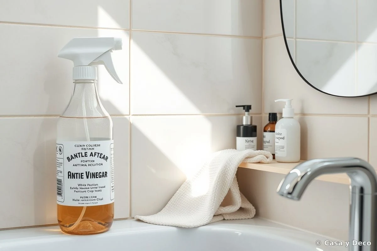 Preventive cleaning of tile joints with anti-mold disinfectant spray