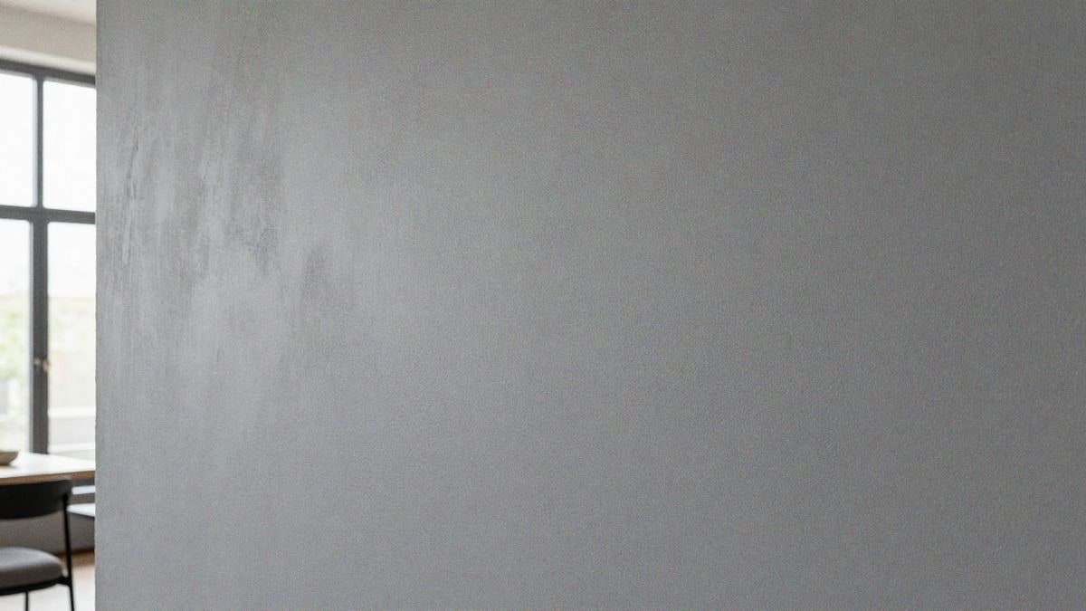 Illustrative image: wall with uniform cement effect paint in modern living room.