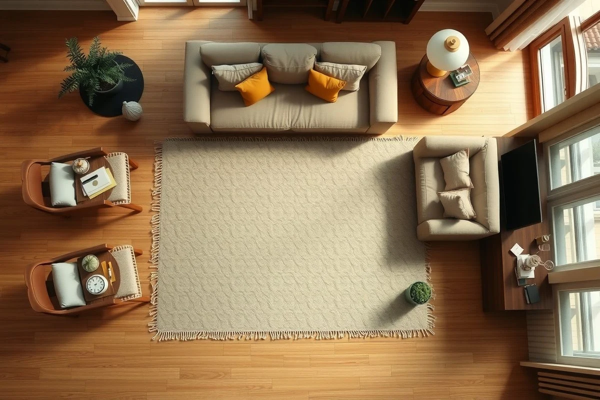 Imagen ilustrativa: vista general de alfombra bien posicionada en el salón
