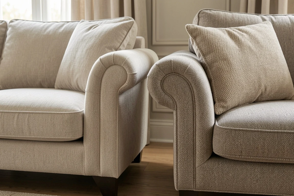 Comparative detail of different sofa backrest and arm heights