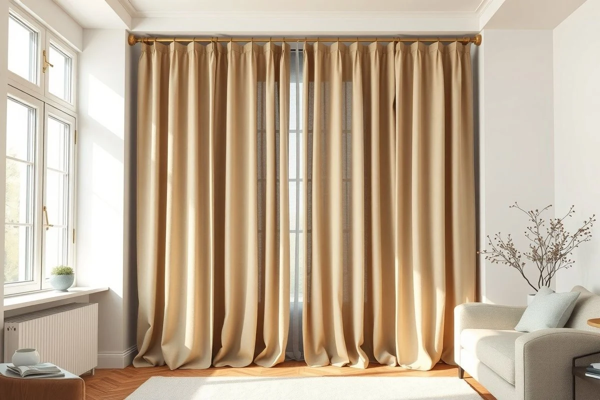 Imagen ilustrativa: cortinas de lino en salón moderno con acabado profesional