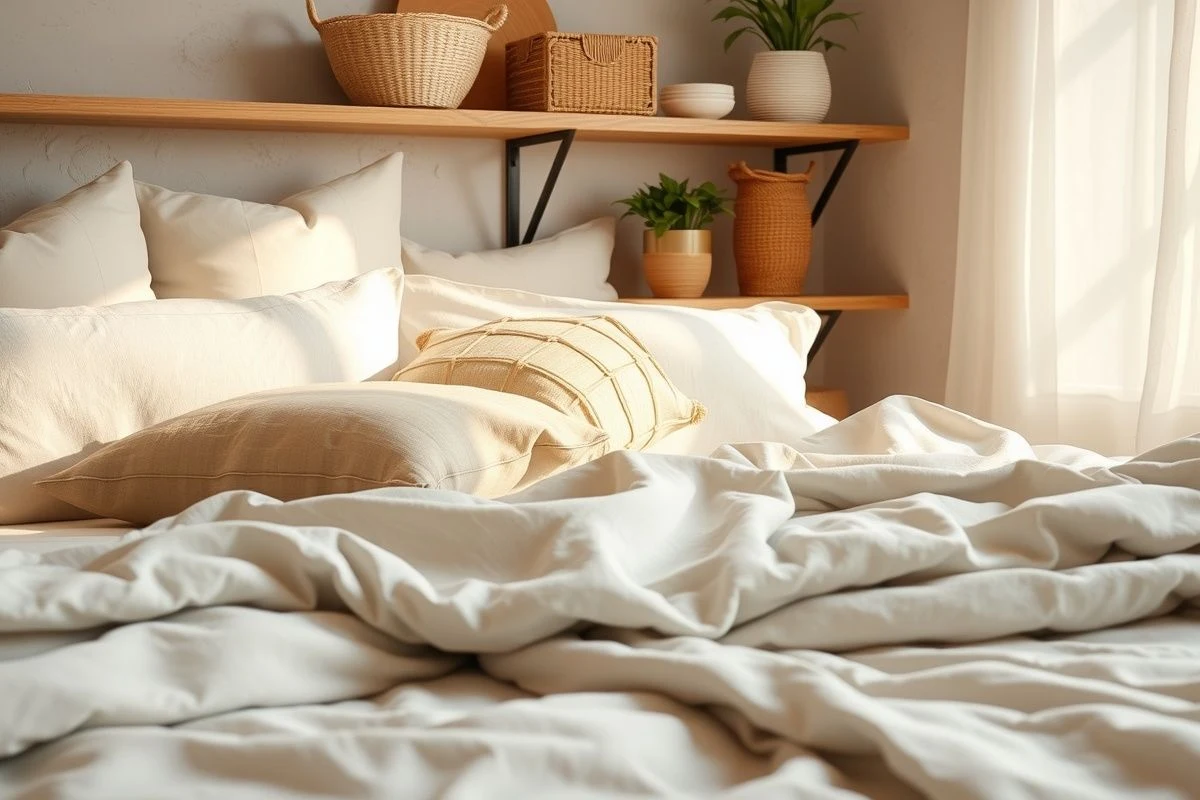 Imagen ilustrativa: detalles de textiles y acabados en una habitación renovada