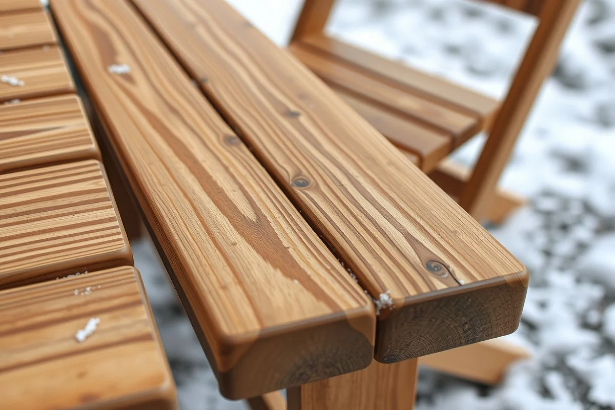 Imagen ilustrativa: madera de teca tratada con aceite protector para exterior