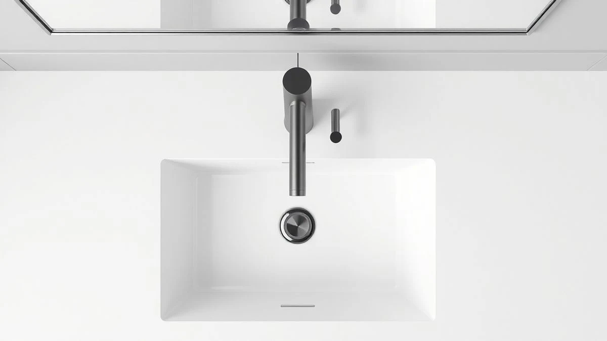 Grifo de diseño minimalista con acabado mate en una cocina moderna